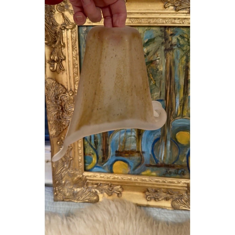 Antique Art Nouveau Deco  Art glass Frosted  Shade sand finish inside Murano?